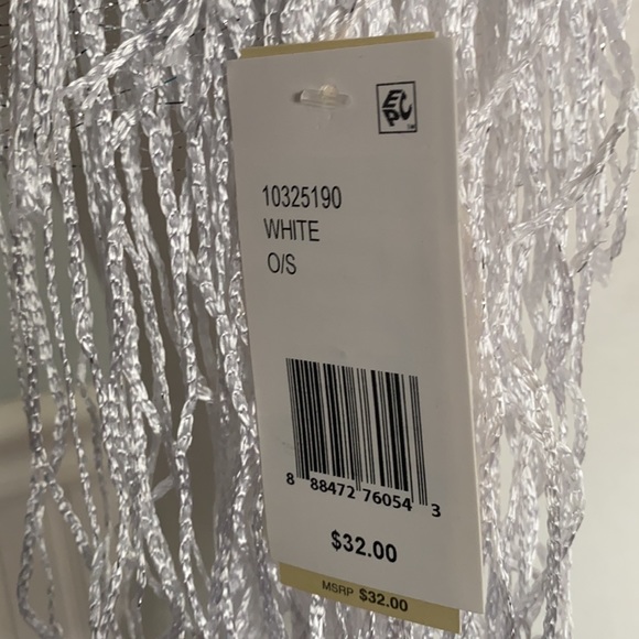 Collection Eighteen Metallic Net Fringe Evening Wrap White Open Knit - Picture 5 of 7